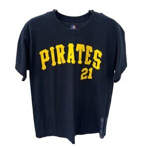 Pittsburgh Pirates 21 Roberto Clemente MLB Baseball Jersey T-shirt ~ Men's LG